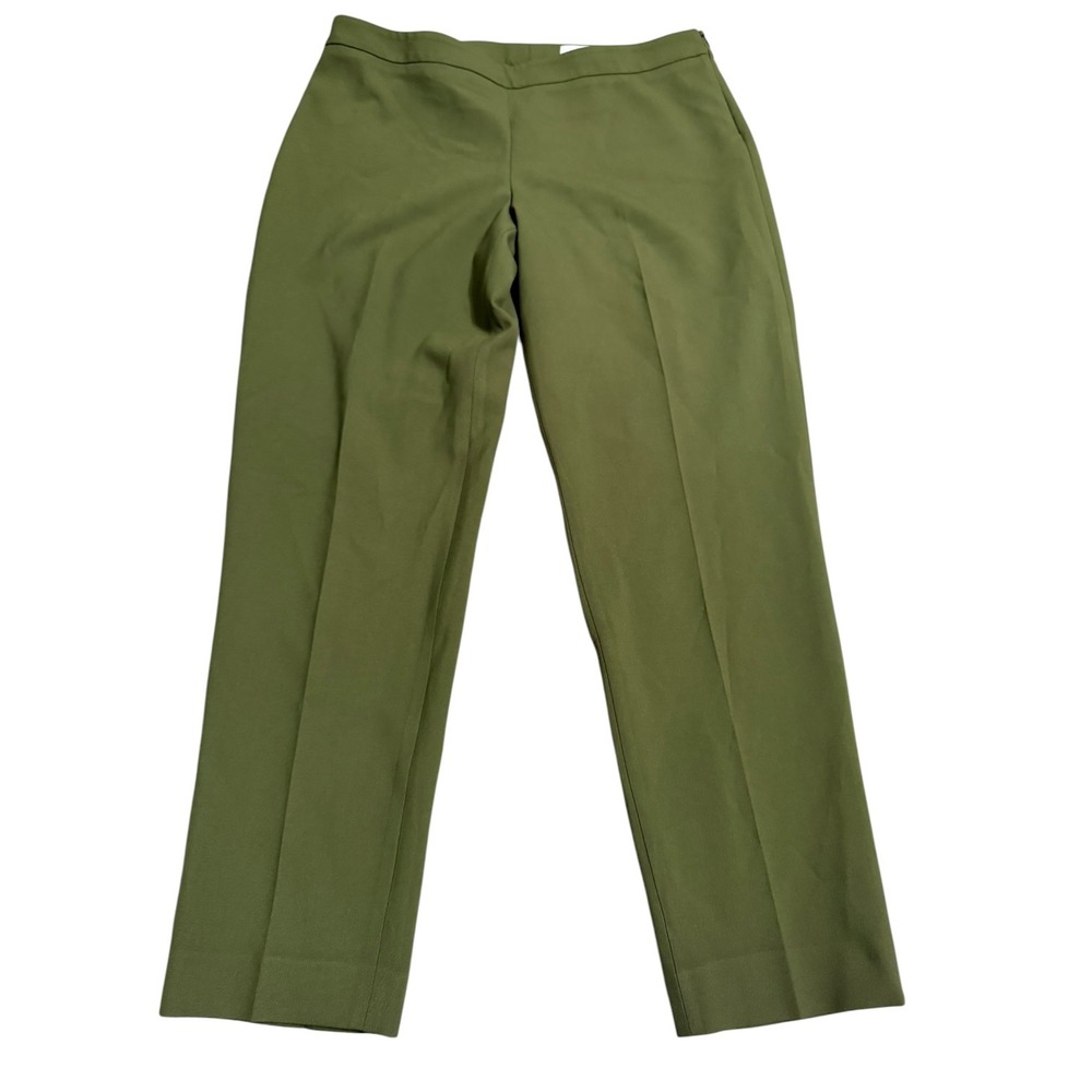 BOSS Hugo Office Responsible Olive Green Side Zip Straight Leg Dress Pants Sz 10